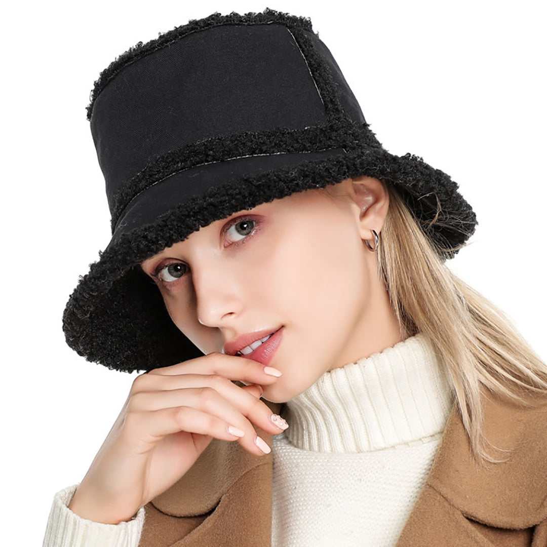 Fashion Wool Solid Color Bucket Hat