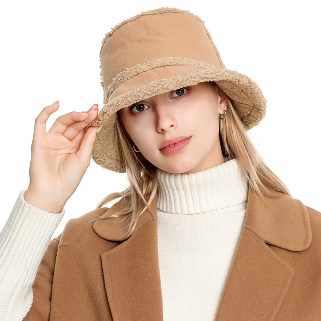 Fashion Wool Solid Color Bucket Hat