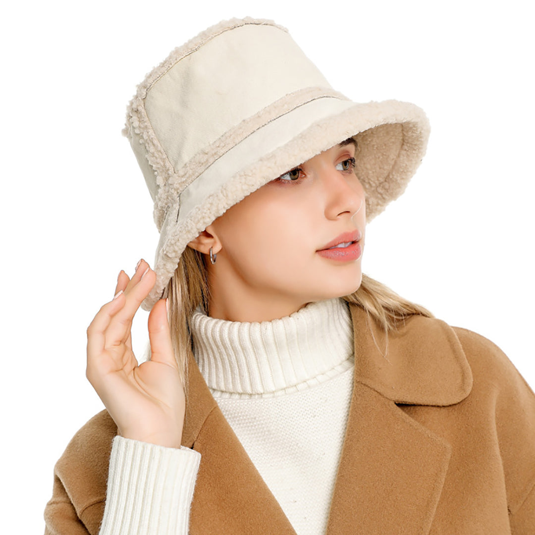 Fashion Wool Solid Color Bucket Hat