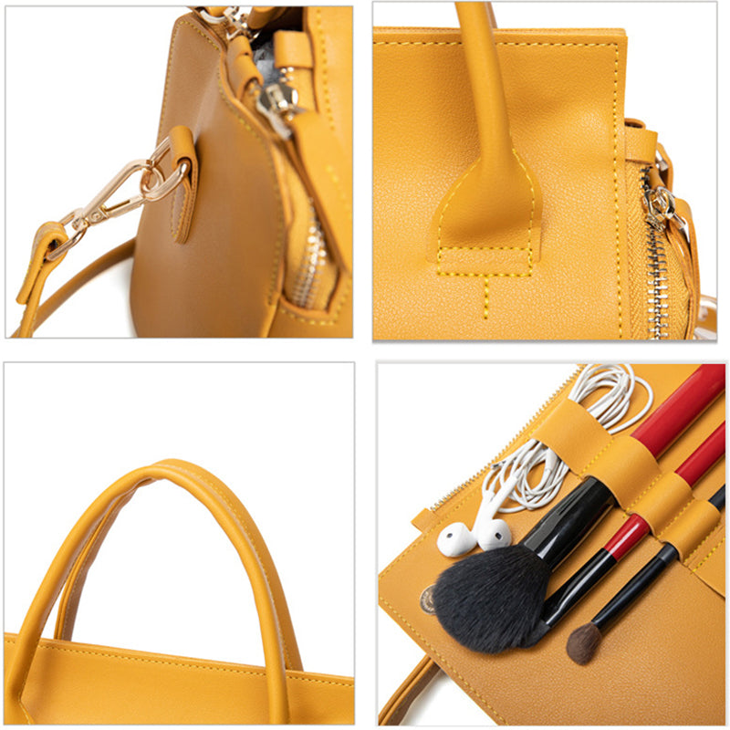 Women Solid Cosmetic Handbag Capacity Bag Multifunction Crossbody Bag