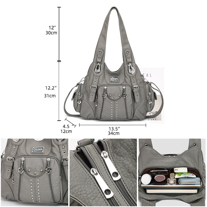 Fashion Large-Capacity Washing PU Shoulder Bag Handbag