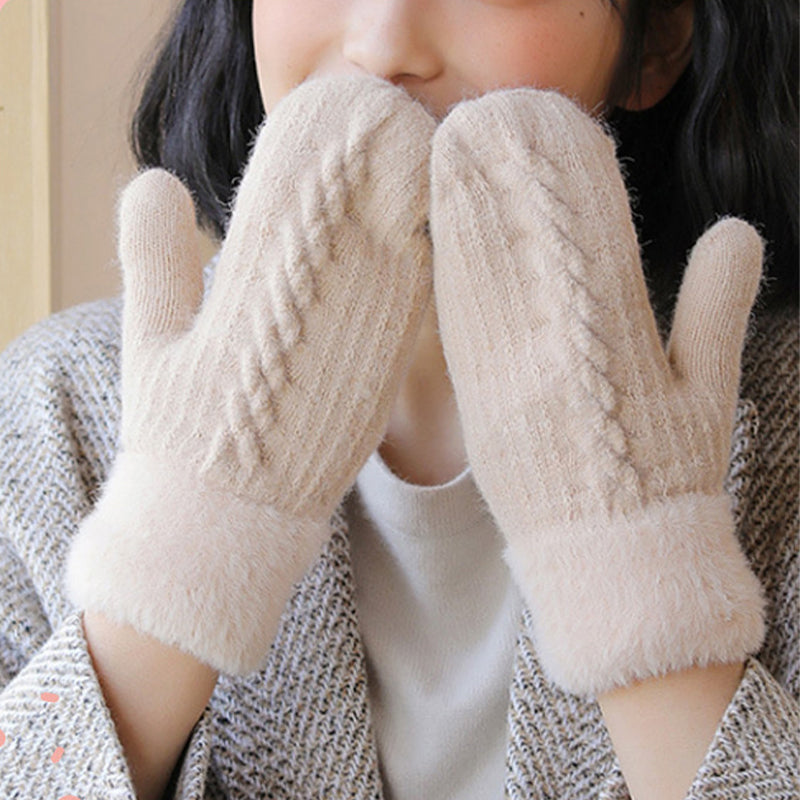 Winter Cute Solid Color Warm Mittens