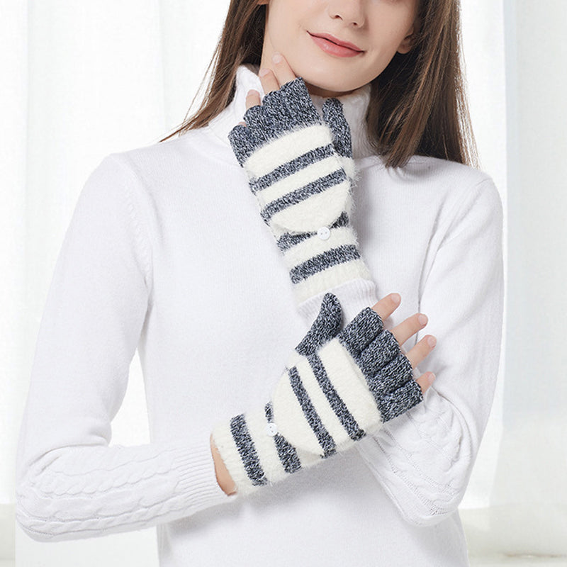 Knit Clamshell Half Finger Warm Gloves