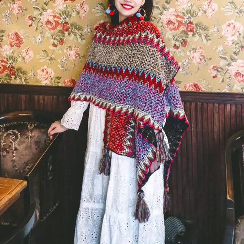 All-match Bohemian Knitted Shawl Women Scarf For Vacation and Daily