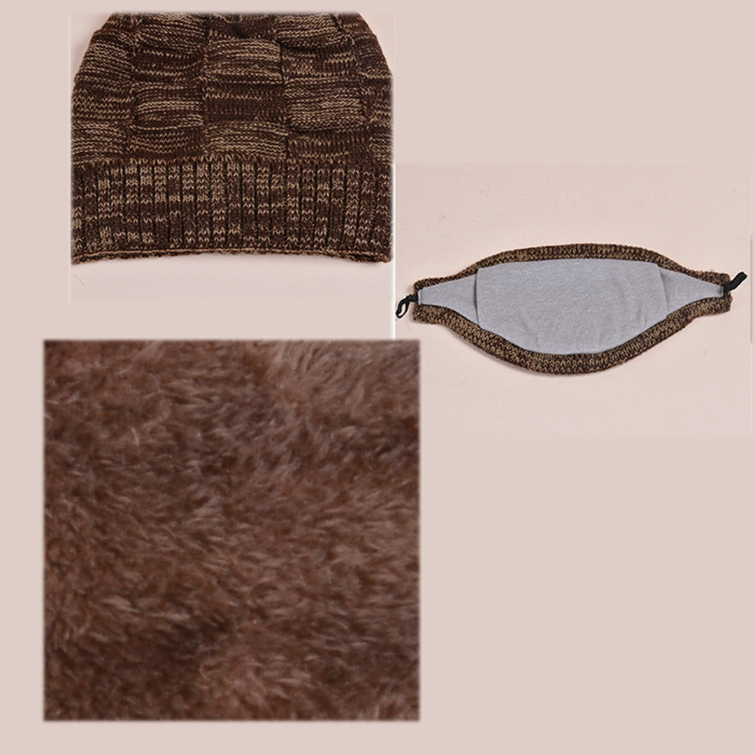 3 PCS Men's Warm Knitted Hat & Scarf & Mask