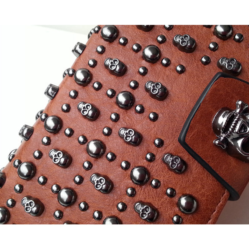 Fashion Skull Buckle Rivet Long Wallet