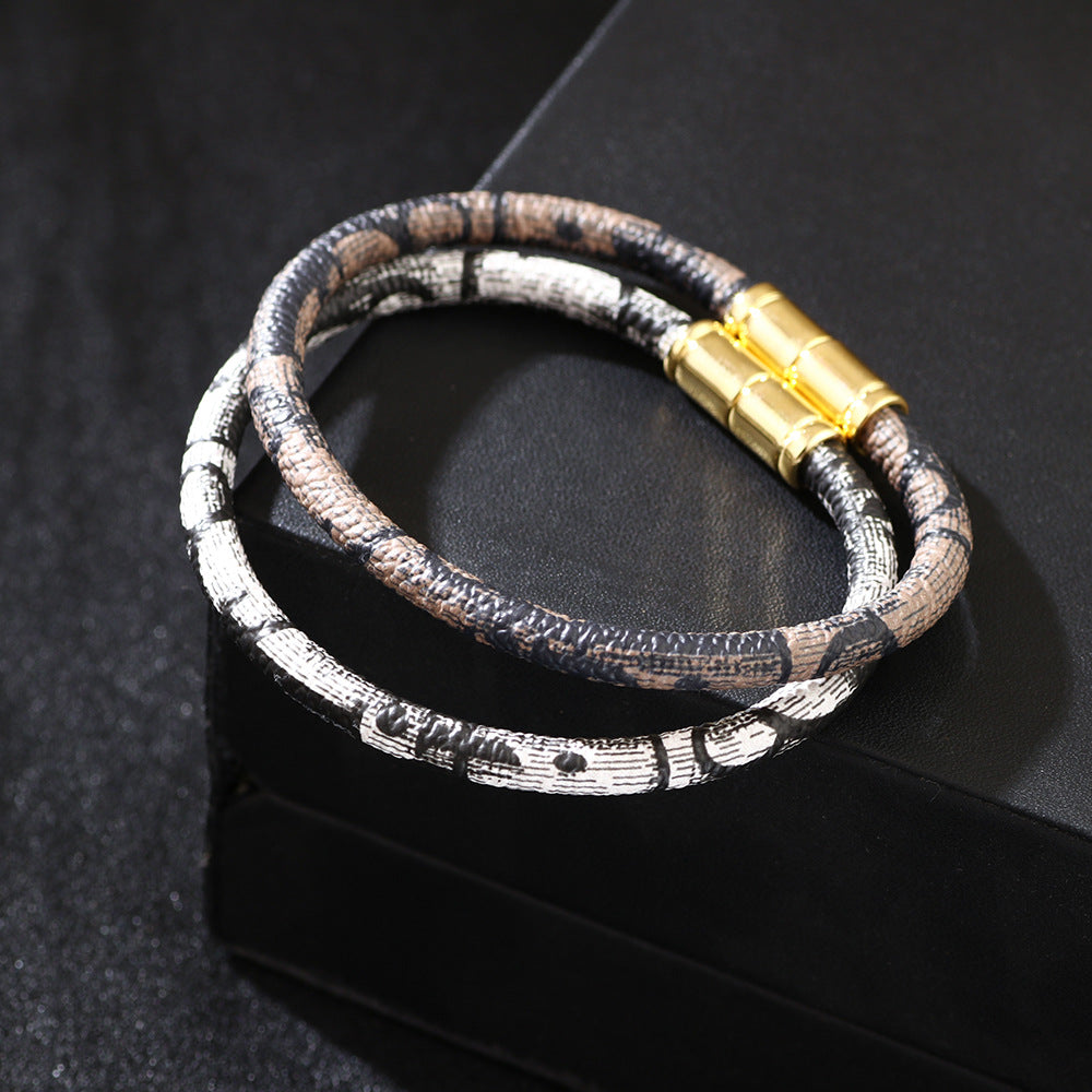 Couple PU Leather Alloy Magnetic Buckle Jewelry