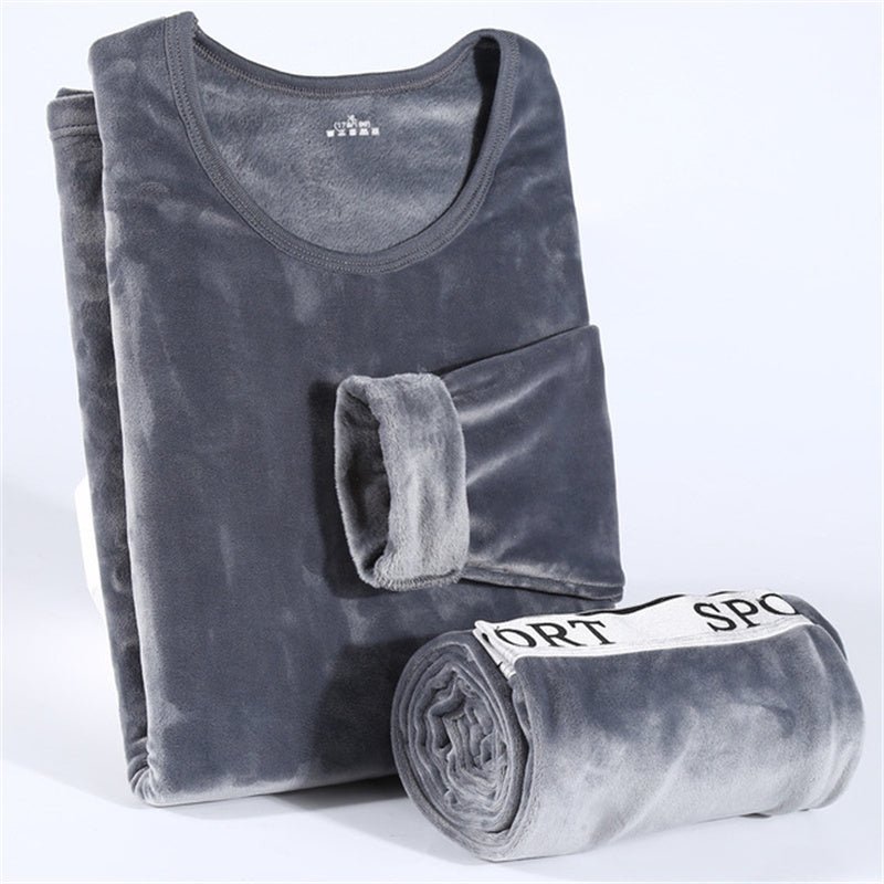 Thicken Plus Fleece Men Long Sleeve Thermal Underwear Set