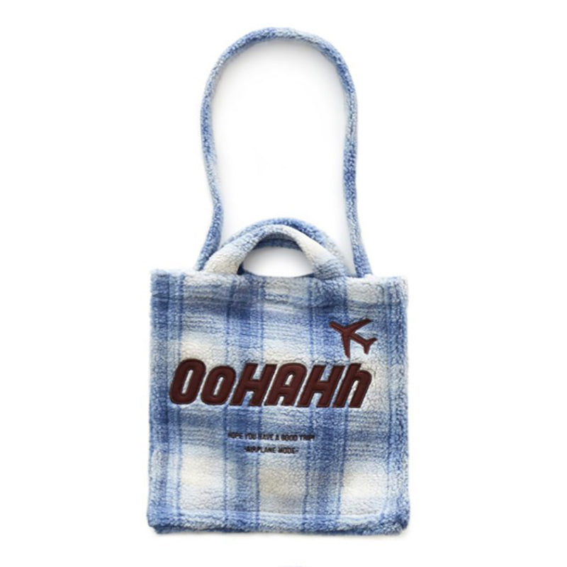 Fashion Trend Check Plush Shoulder Bag Handbag