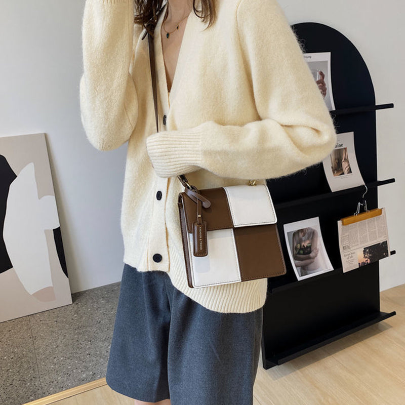 Fashion Cross-Contrast Color Handbag Shoulder Bag