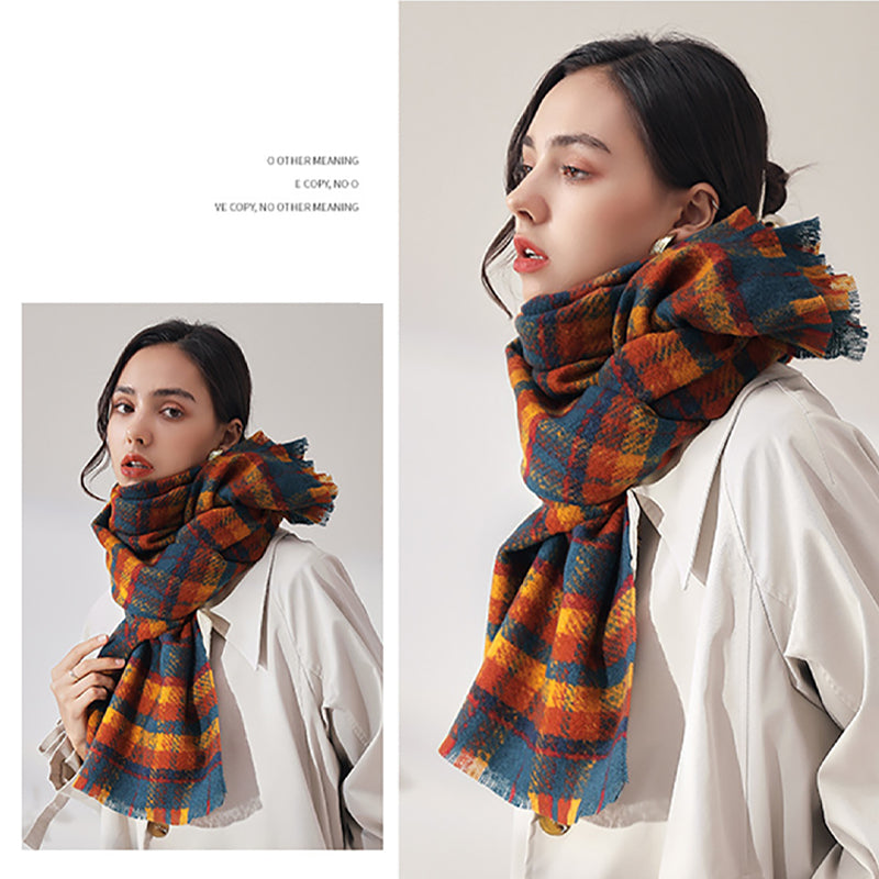 Fashion Plaid Jacquard Faux Cashmere Warm Shawl Scarf