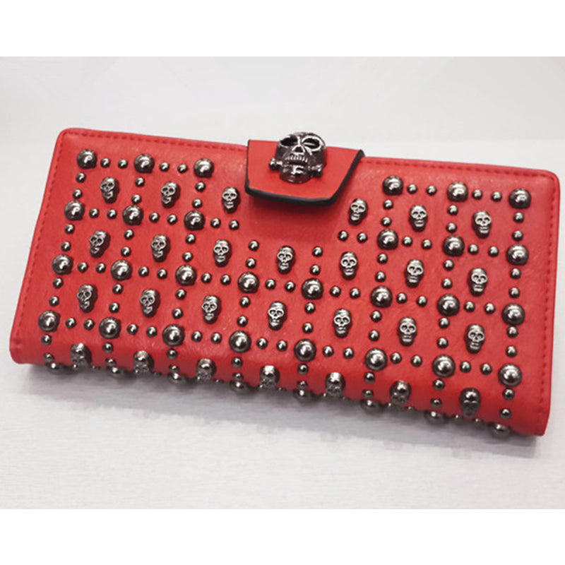 Fashion Skull Buckle Rivet Long Wallet