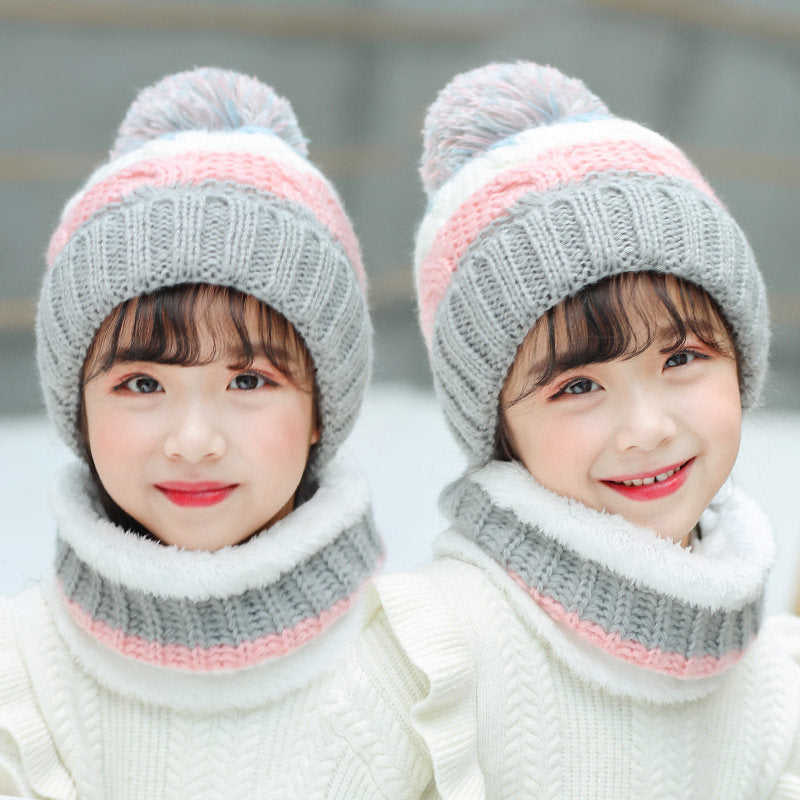 Children's Knitted Wool Cap With Neck Cover To Keep Warm And Protect Neck