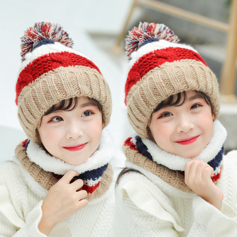 Children's Knitted Wool Cap With Neck Cover To Keep Warm And Protect Neck