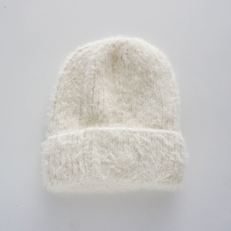 Winter thick soft plush all-match ear-protection knit hat