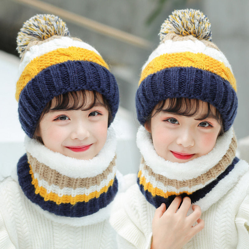 Children's Knitted Wool Cap With Neck Cover To Keep Warm And Protect Neck