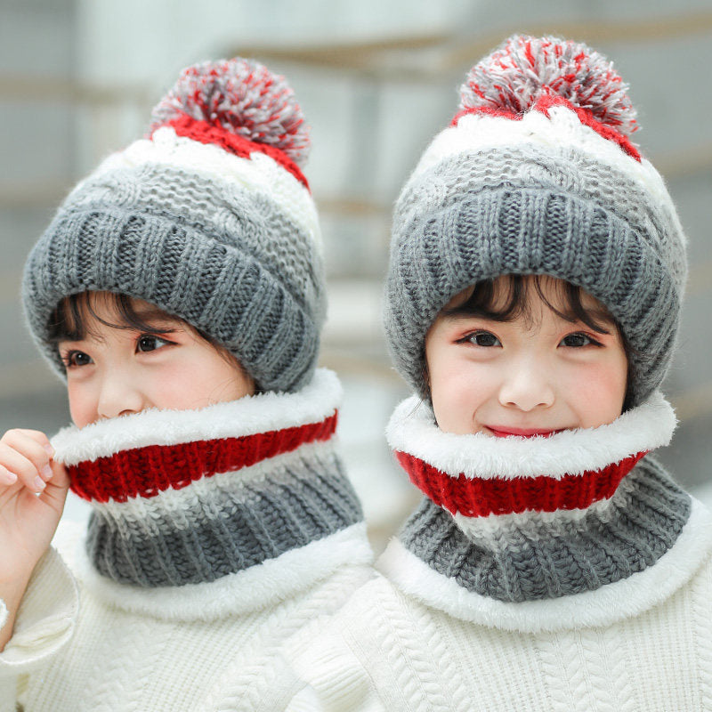 Children's Knitted Wool Cap With Neck Cover To Keep Warm And Protect Neck