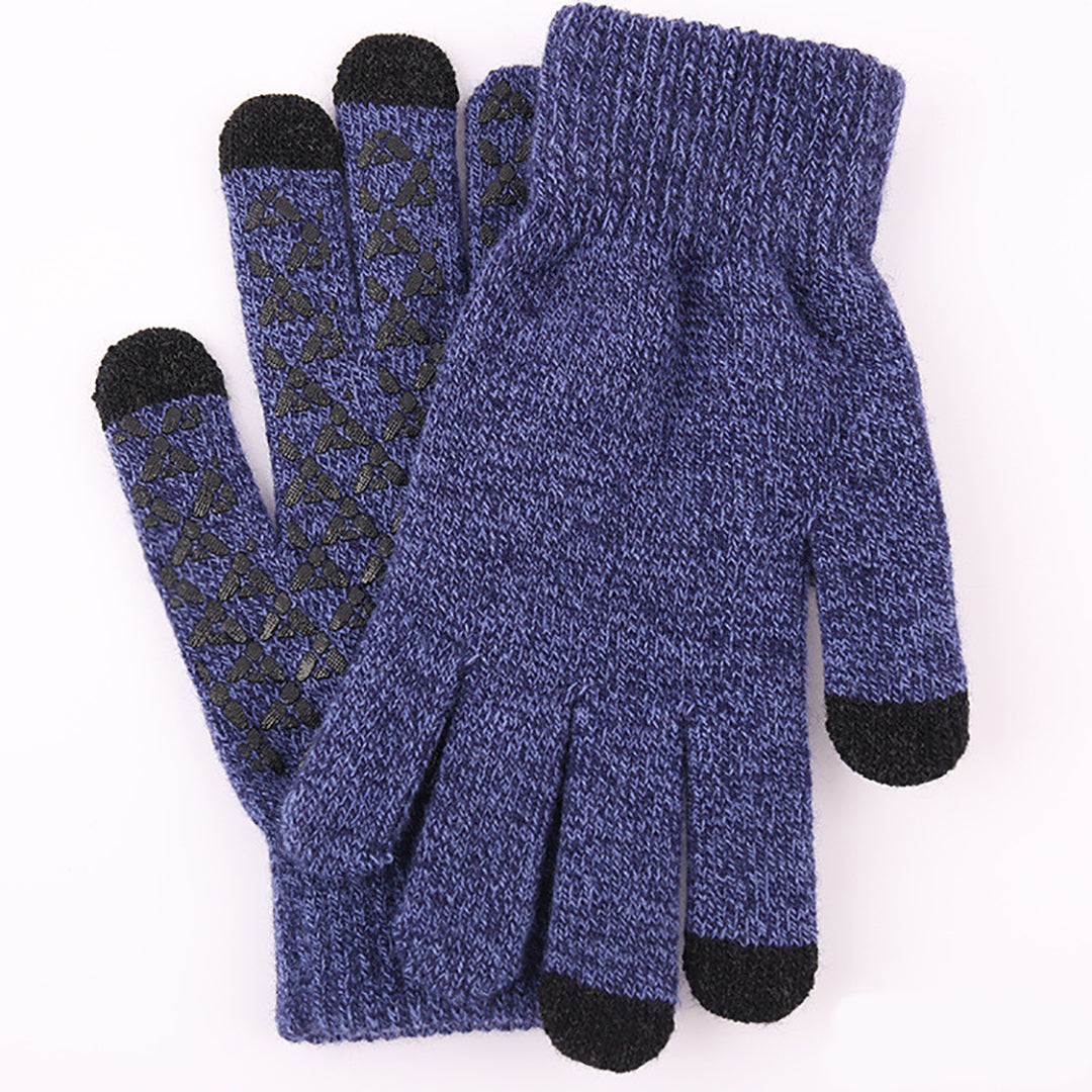 Plush Geometric Jacquard Touchscreen  Knitting Gloves