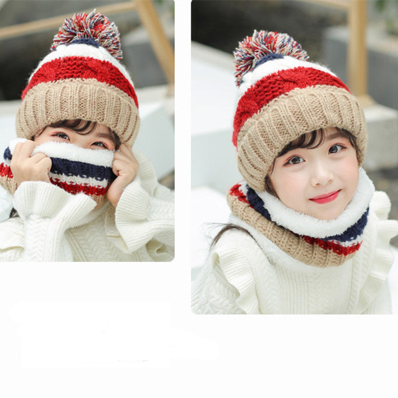 Children's Knitted Wool Cap With Neck Cover To Keep Warm And Protect Neck