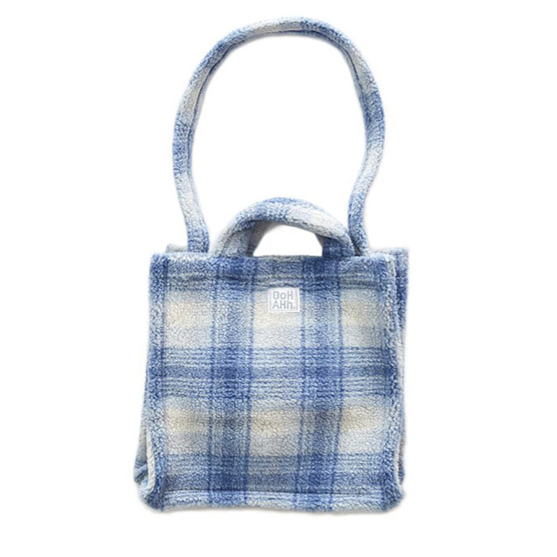 Fashion Trend Check Plush Shoulder Bag Handbag