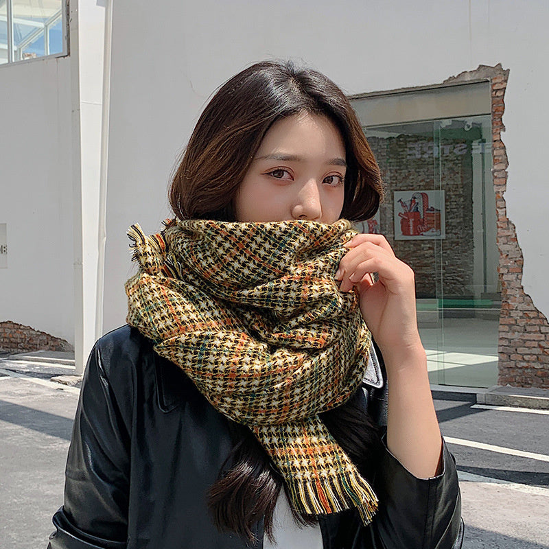 Women Wild Check Windproof Warm Scarf