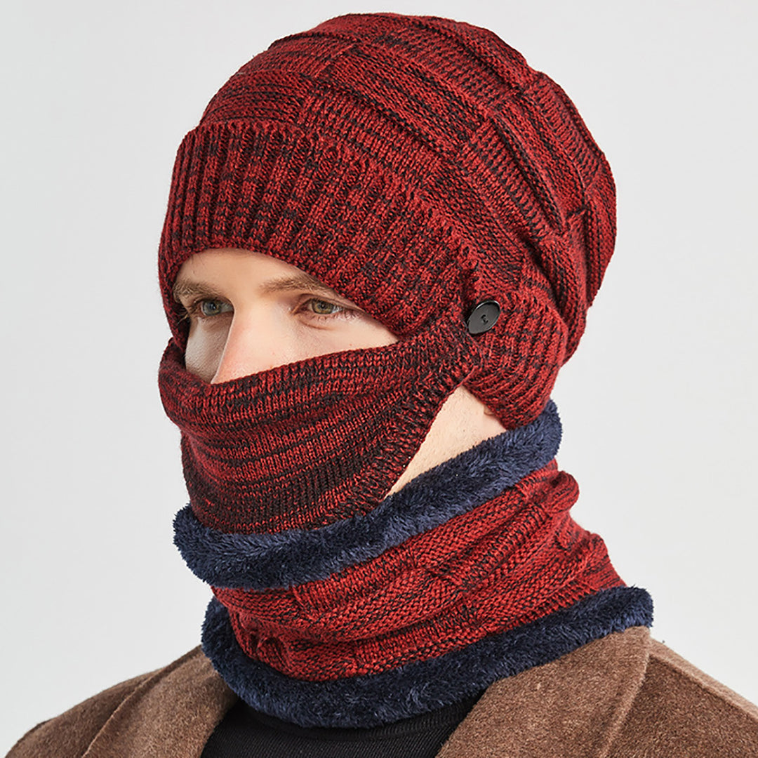3 PCS Men's Warm Knitted Hat & Scarf & Mask