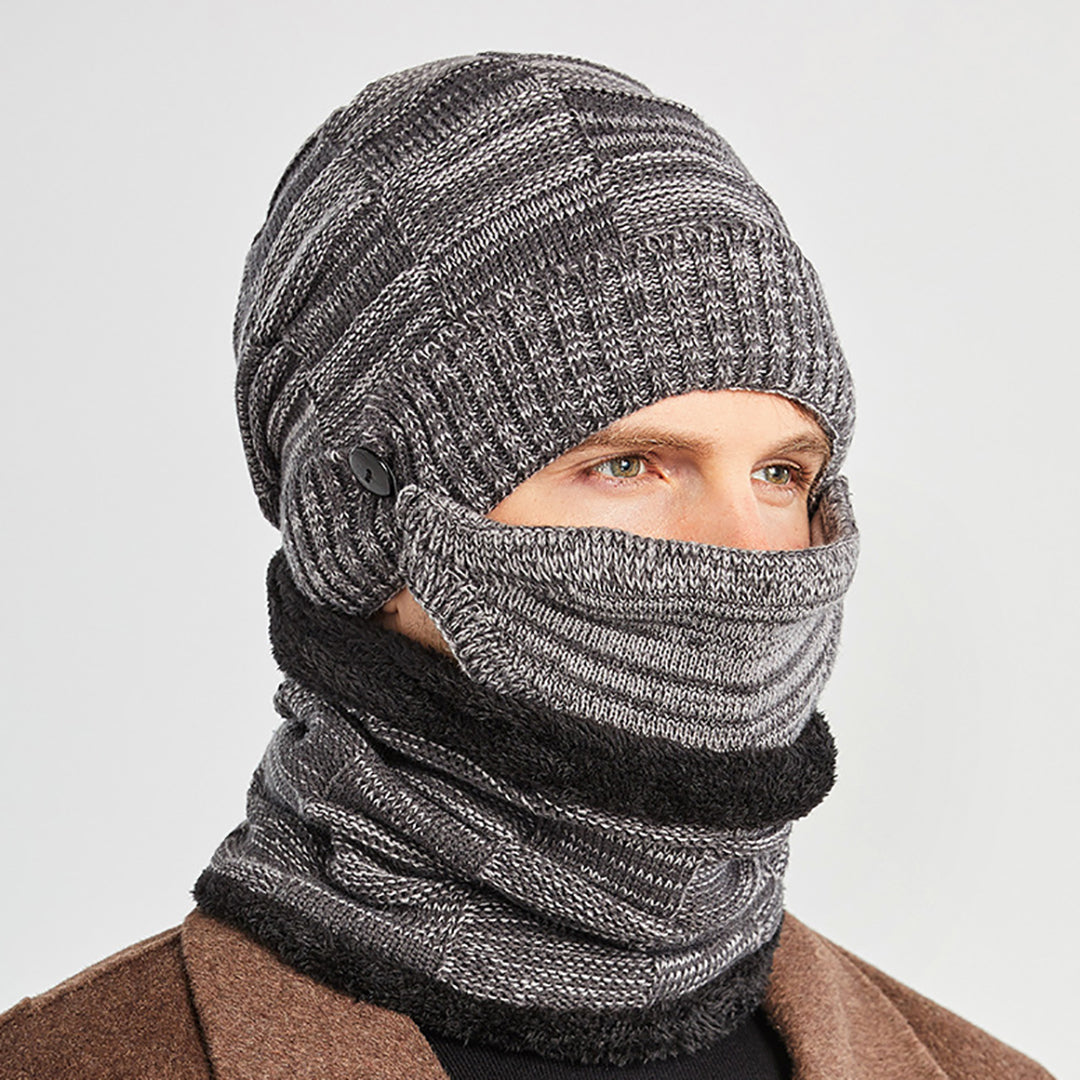 3 PCS Men's Warm Knitted Hat & Scarf & Mask