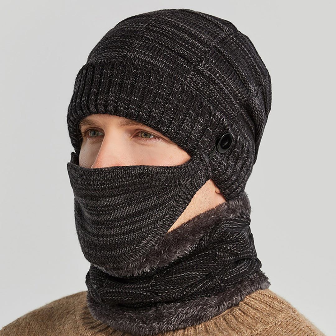 3 PCS Men's Warm Knitted Hat & Scarf & Mask