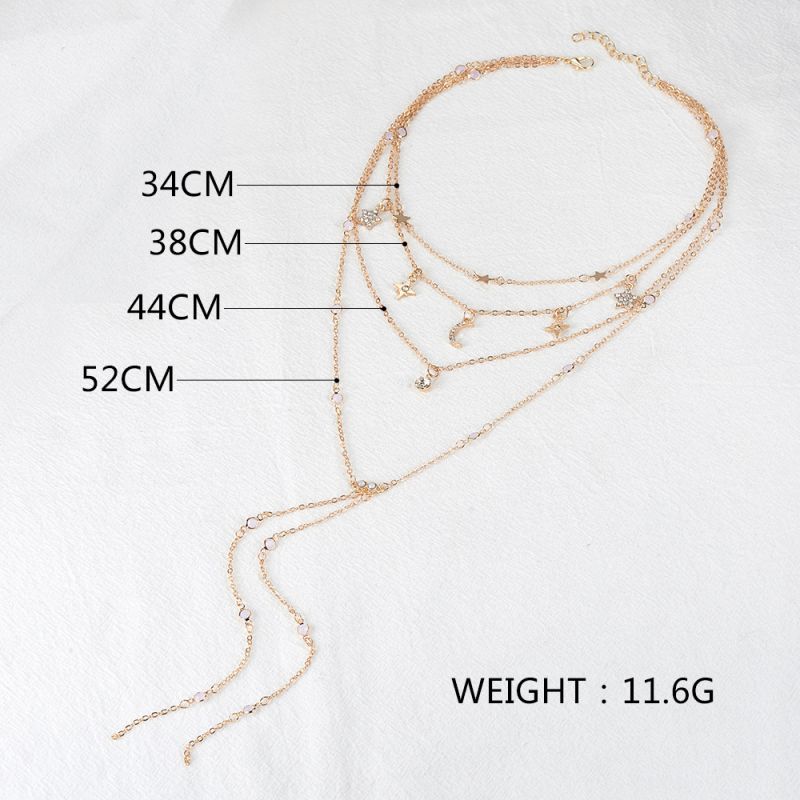 Fashion Moon Star Diamond Necklace