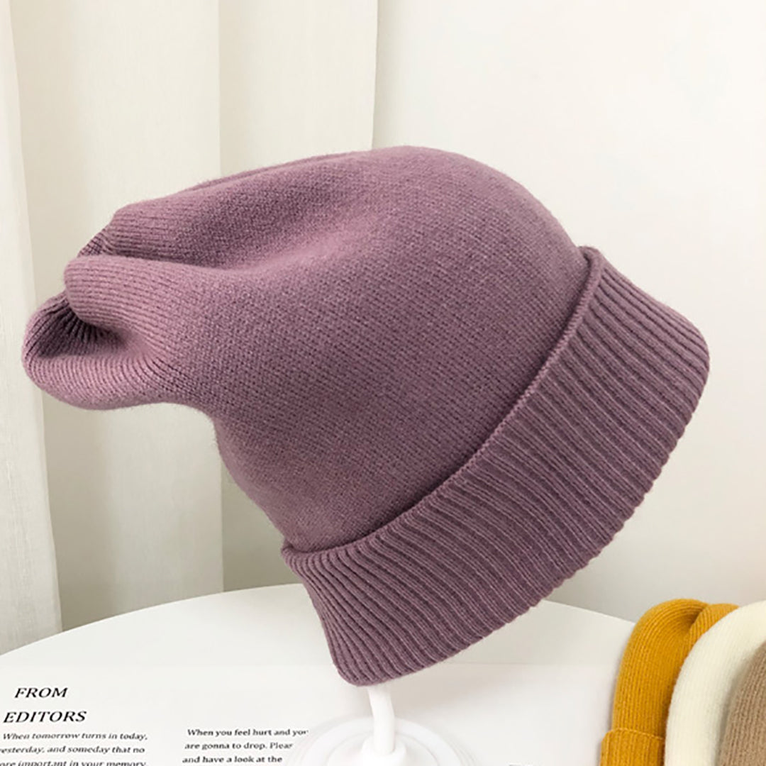 Solid Color Women Warm Fashion Knitted Hat