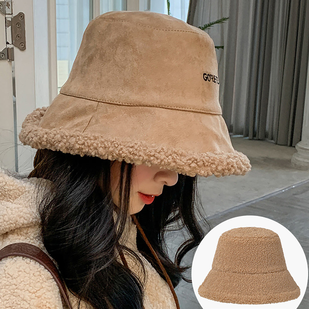 Fashion Double-sided Retro Wool Warm Bucket Hat