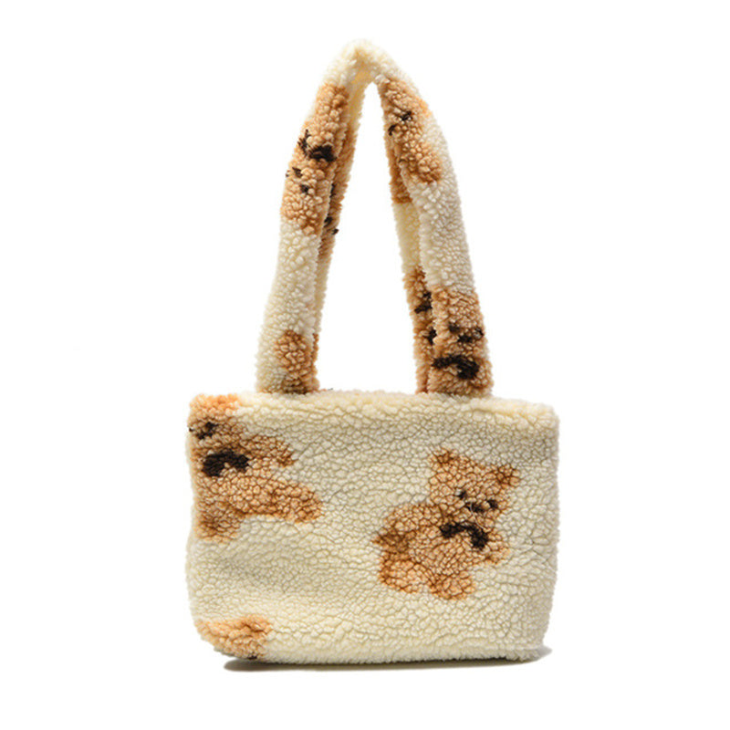 Cute Bear Plush Tote Bag