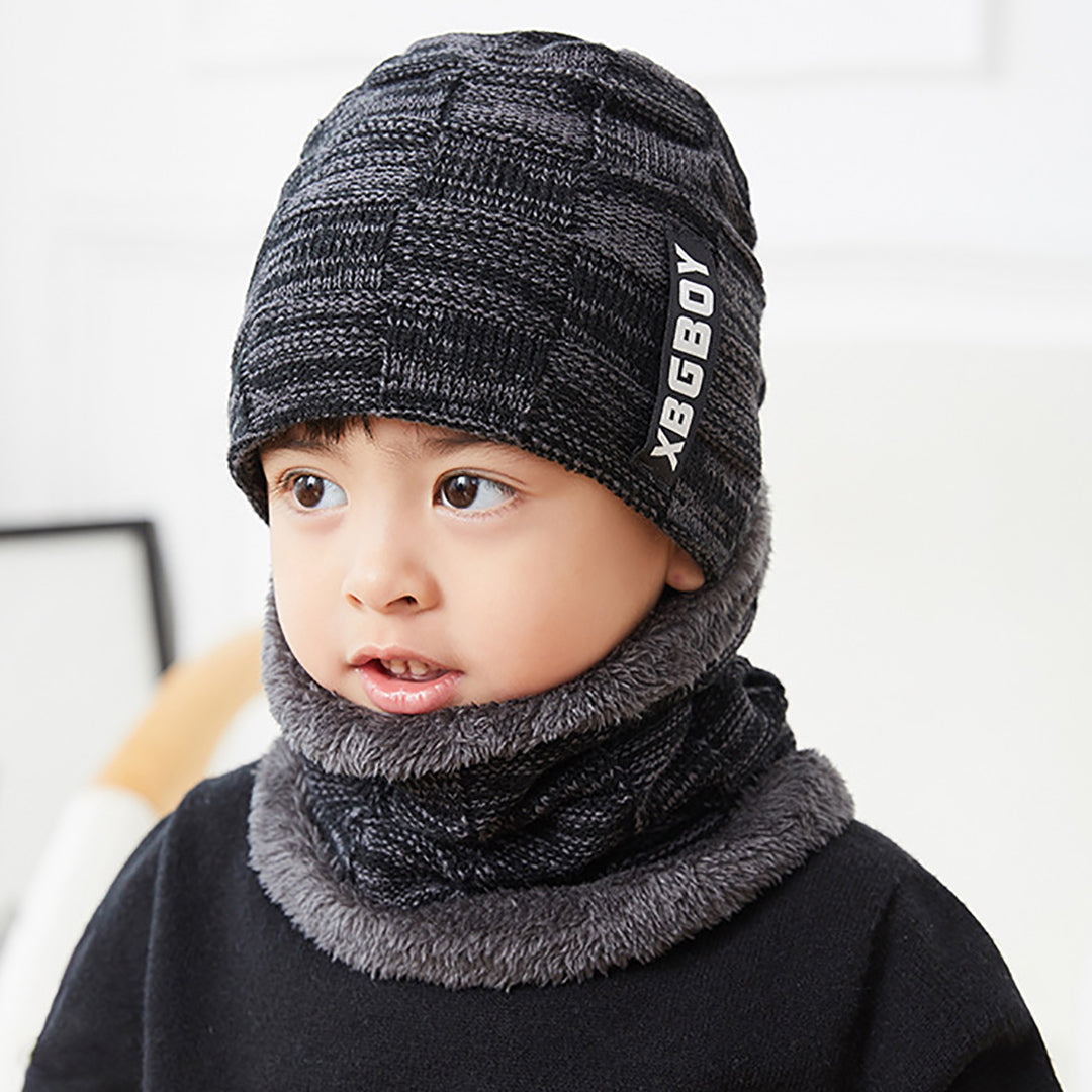 Skin-friendly Knitted Hat & Scarf 2 PCS for Men & Kids