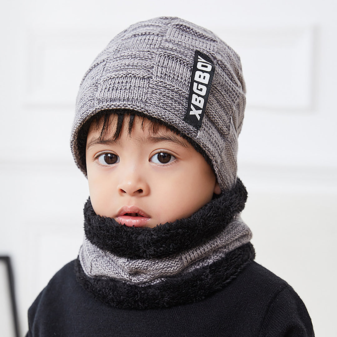 Skin-friendly Knitted Hat & Scarf 2 PCS for Men & Kids