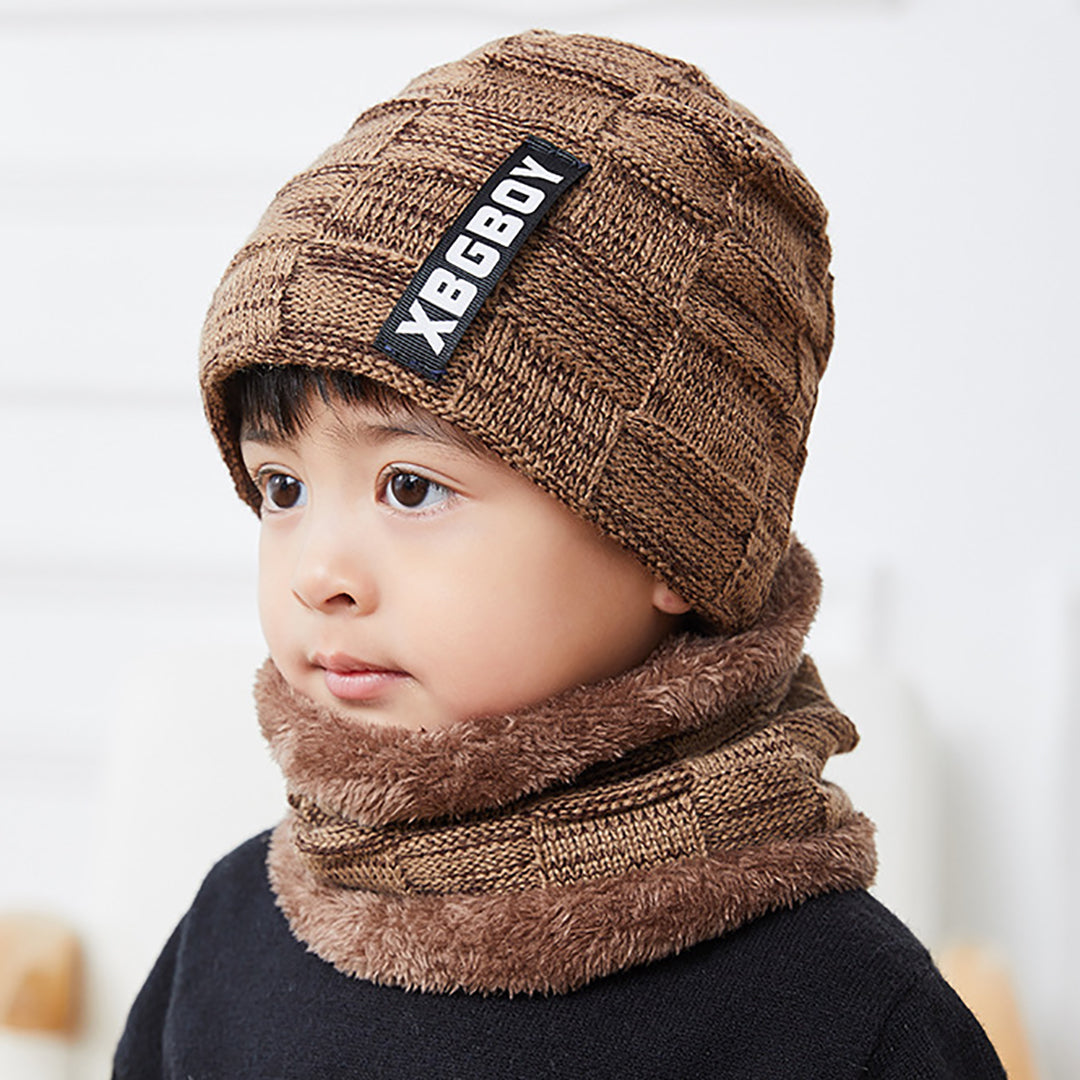 Skin-friendly Knitted Hat & Scarf 2 PCS for Men & Kids
