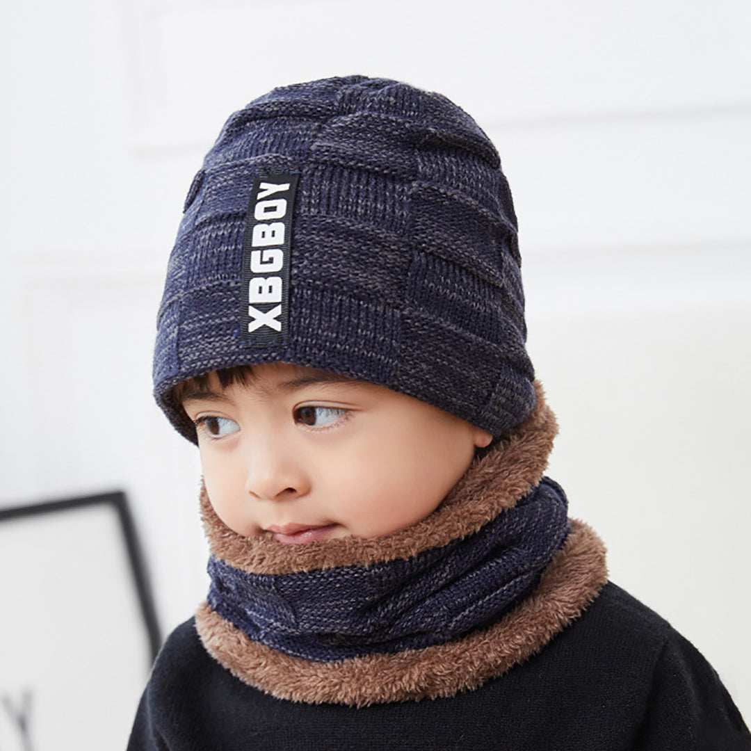 Skin-friendly Knitted Hat & Scarf 2 PCS for Men & Kids