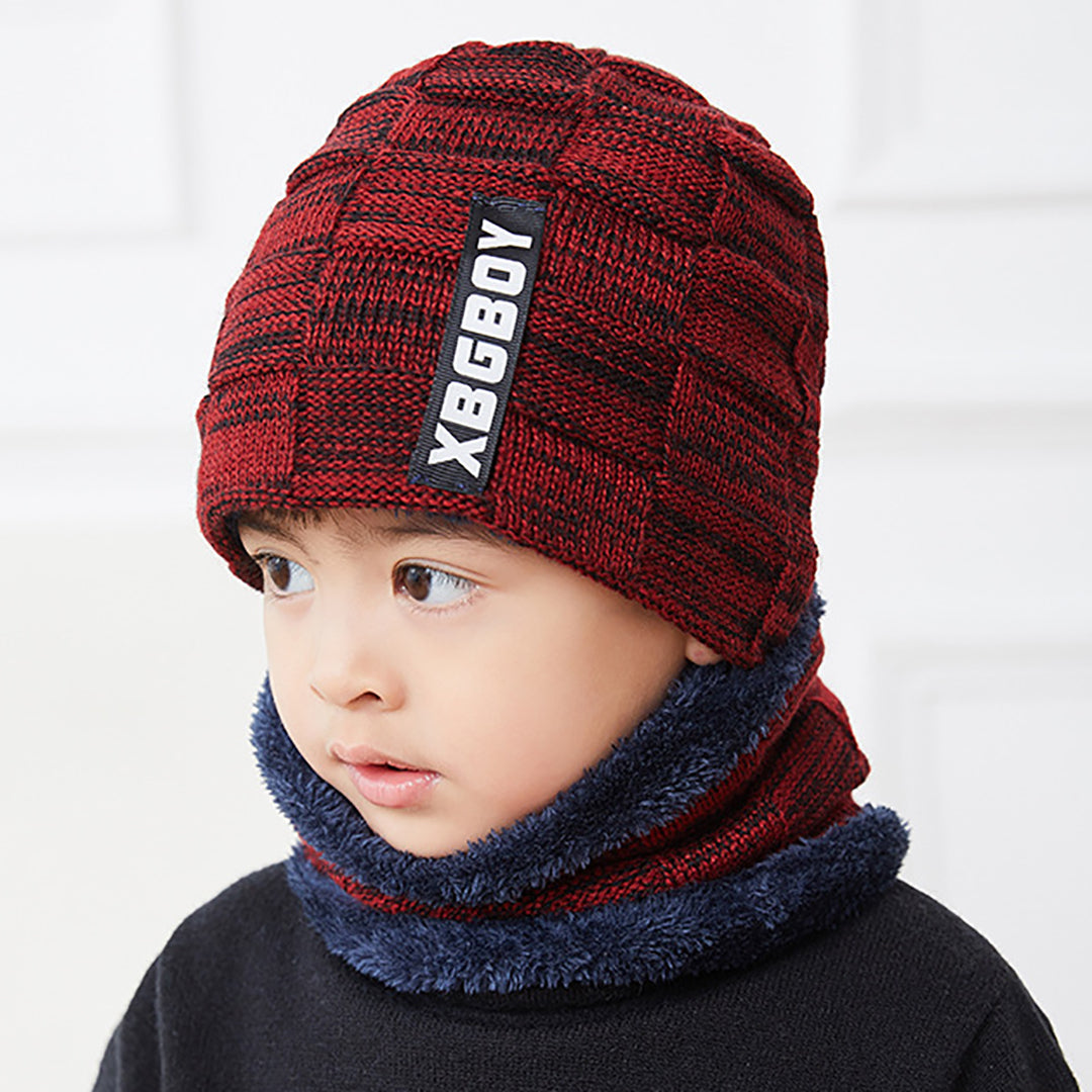 Skin-friendly Knitted Hat & Scarf 2 PCS for Men & Kids