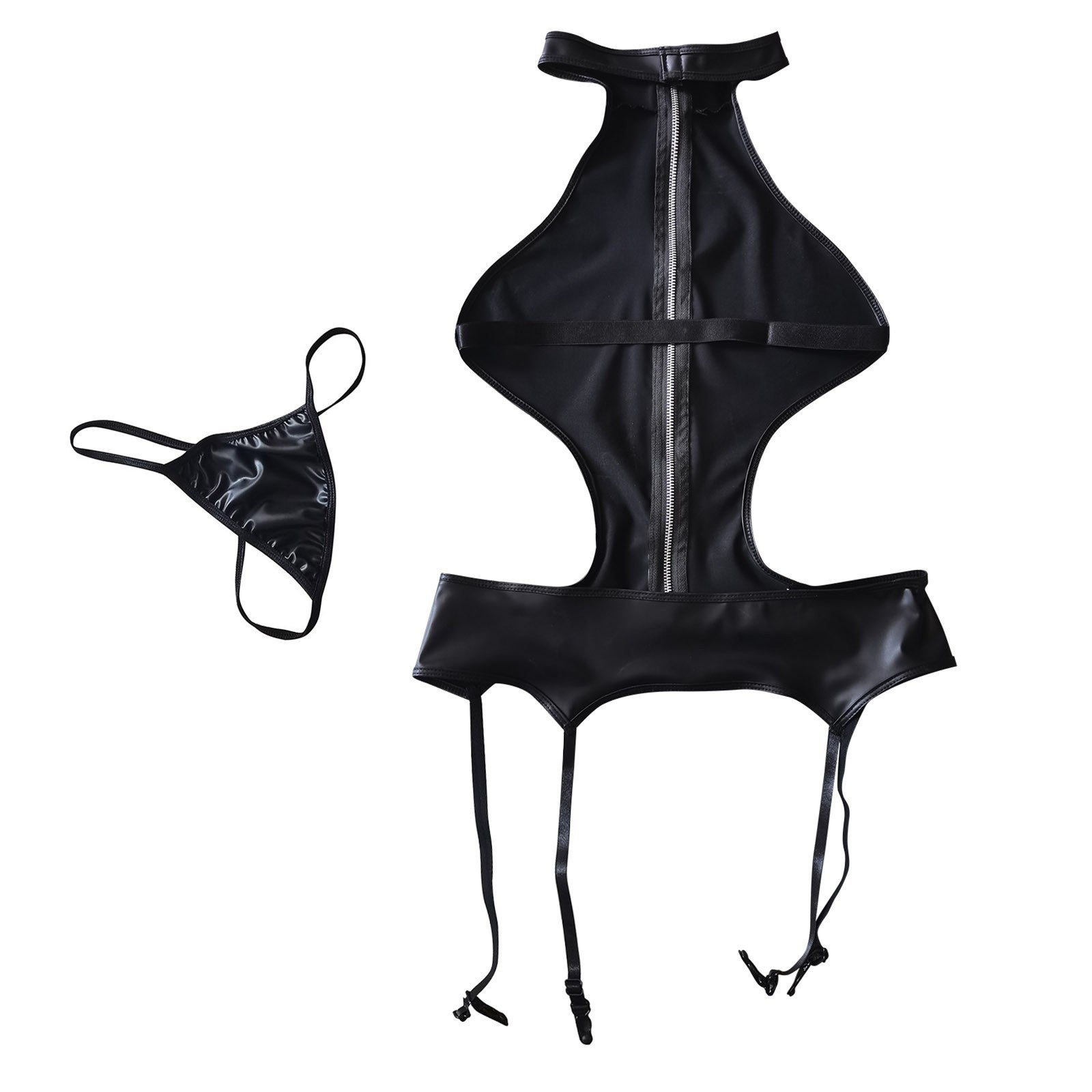 Matt Cutout Patent Leather Zipper Set