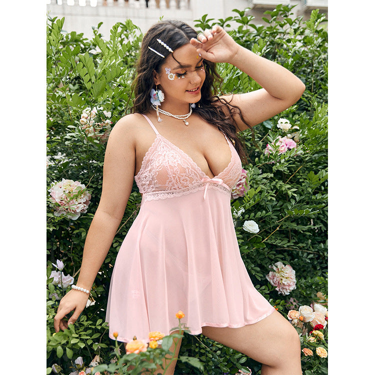 Deep V Lace Sling Nightdress