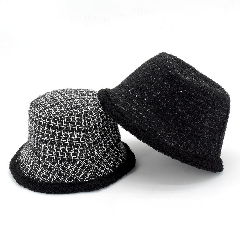 Elegant Sequined Cotton Wool Warm Basin Hat