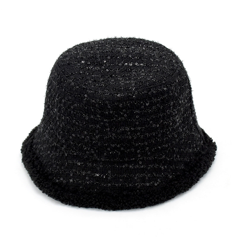 Elegant Sequined Cotton Wool Warm Basin Hat