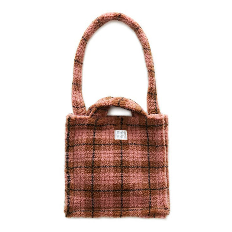 Fashion Trend Check Plush Shoulder Bag Handbag