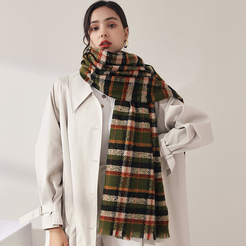 Fashion Plaid Jacquard Faux Cashmere Warm Shawl Scarf