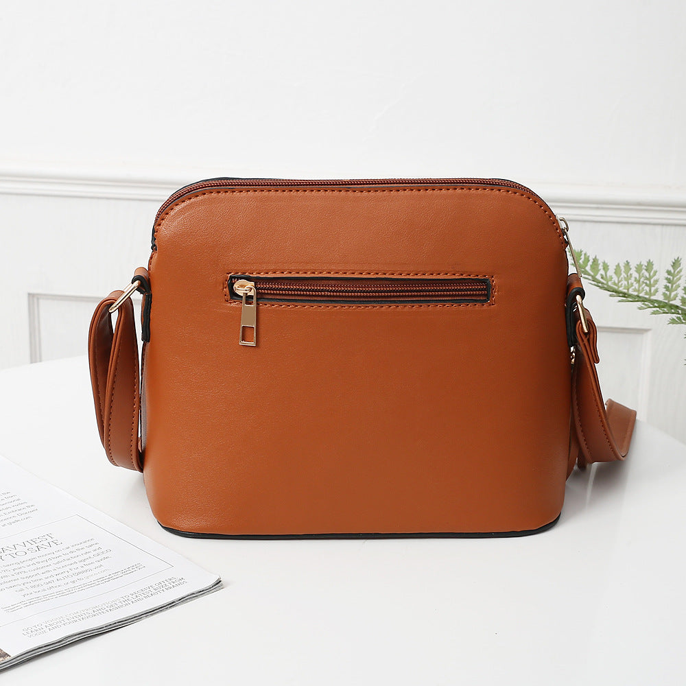 Leopard Print Contrast Stitching Shell Bag Shoulder Bag