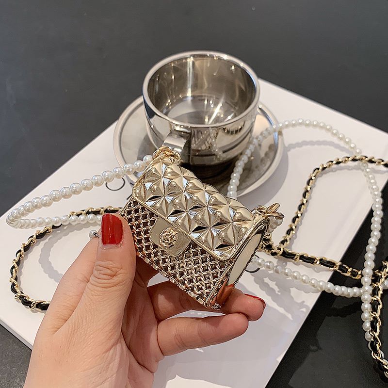 Pearl Chain Halter Mini Headphone Bag