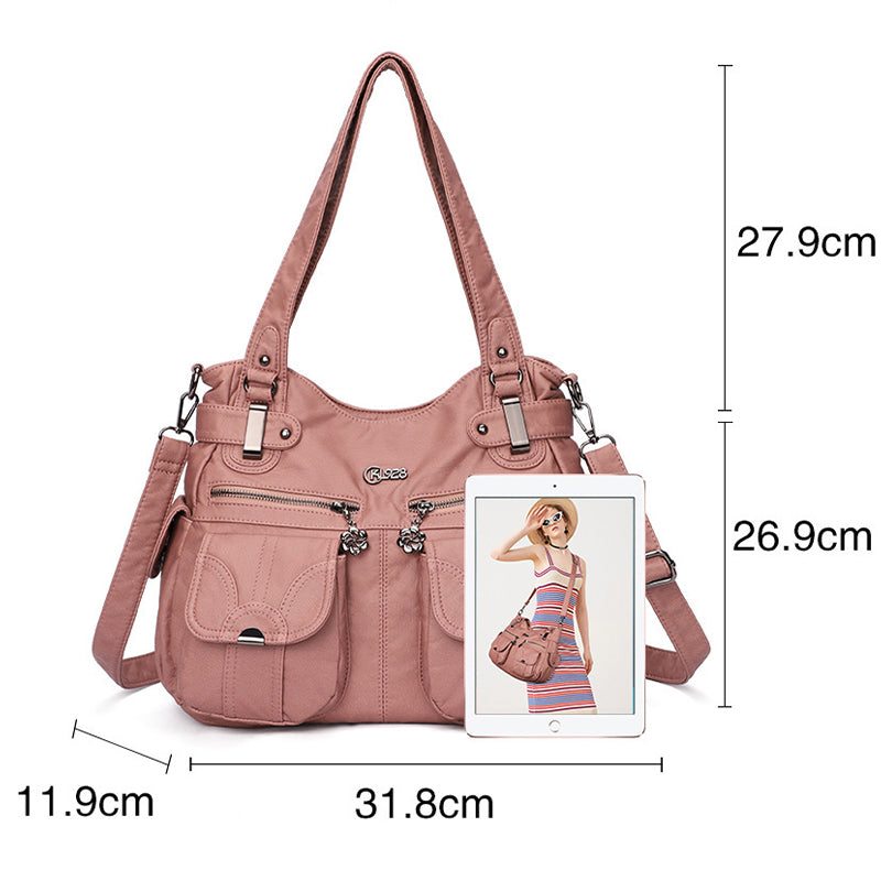 Fashion Large-Capacity Washed PU Shoulder Bag