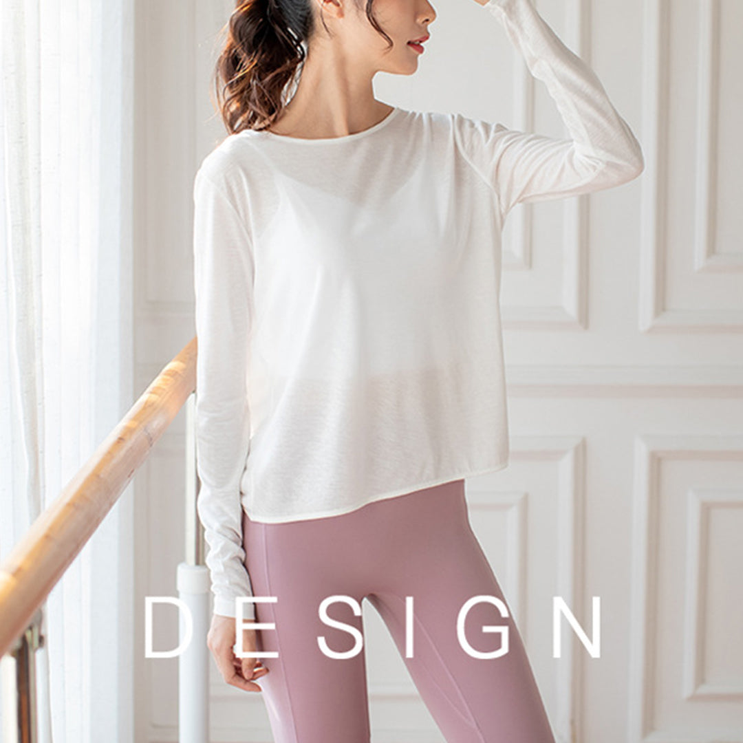Stylish Sexy Back Loose Long Sleeved Shirt For Yoga and Dance
