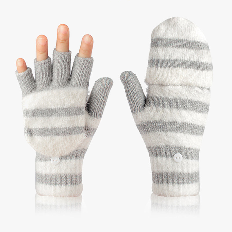 Knit Clamshell Half Finger Warm Gloves