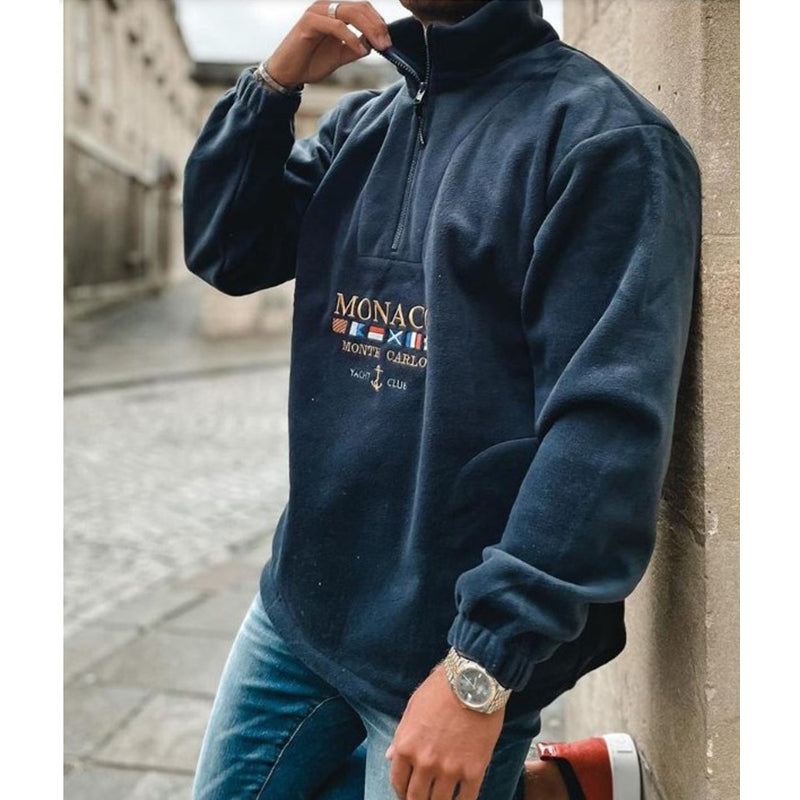 Casual Letter Embroidery Men Sweater