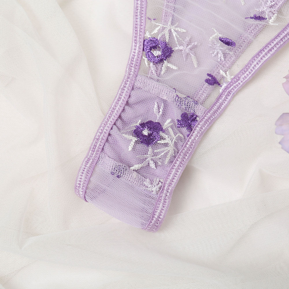 French Three-Dimensional Embroidery Sexy Lace Lingerie Set